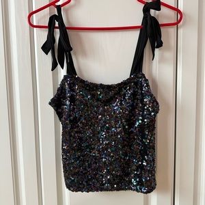 Free People Sequined Top Multicolored Size L fits like M